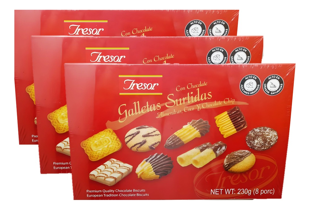 Estuche Galletas Navideñas Con Chocolate Tresor 230 gr X 3 U